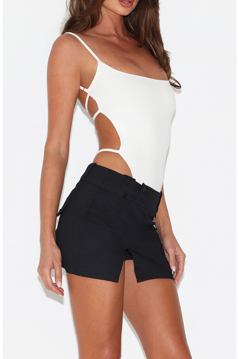 Minerva Strappy Open Back Bodysuit, Alternate, color, WHITE