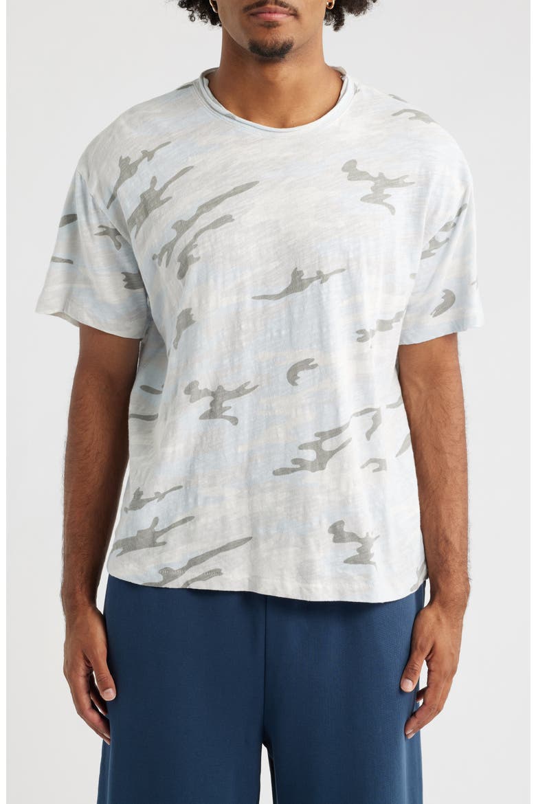 Slub Print Cotton Crewneck T-Shirt, Main, color, SOFT BLUE CAMO