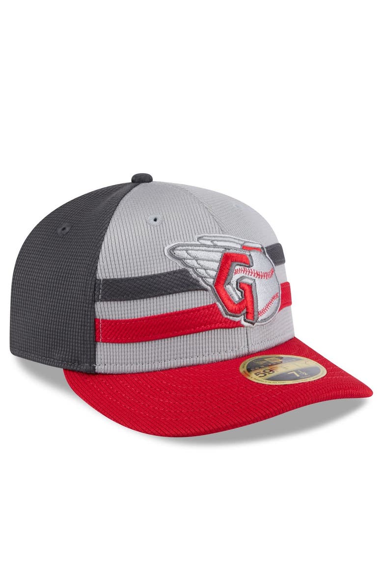 New Era Men's New Era  Gray/Red Cleveland Guardians 2025 Batting Practice Low Profile 59FIFTY Fitted Hat, Alternate, color, 