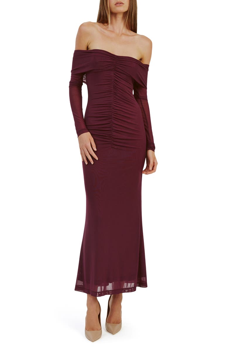 Bardot Artura Off the Shoulder Mesh Maxi Dress, Main, color, 