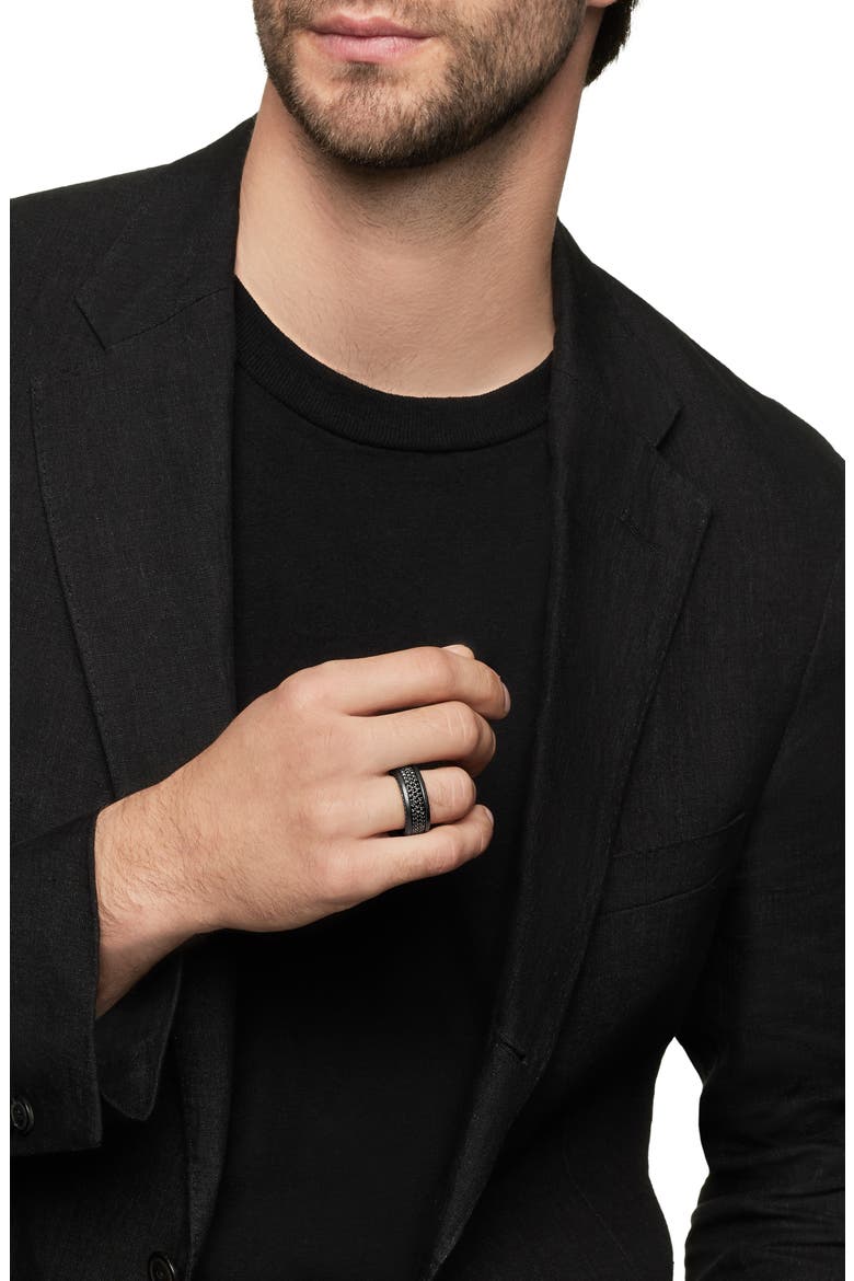 Streamline® 3-Row Titanium Band with Pavé Black Diamonds, Alternate, color, BLACK TITANIUM/ BLACK DIAMOND