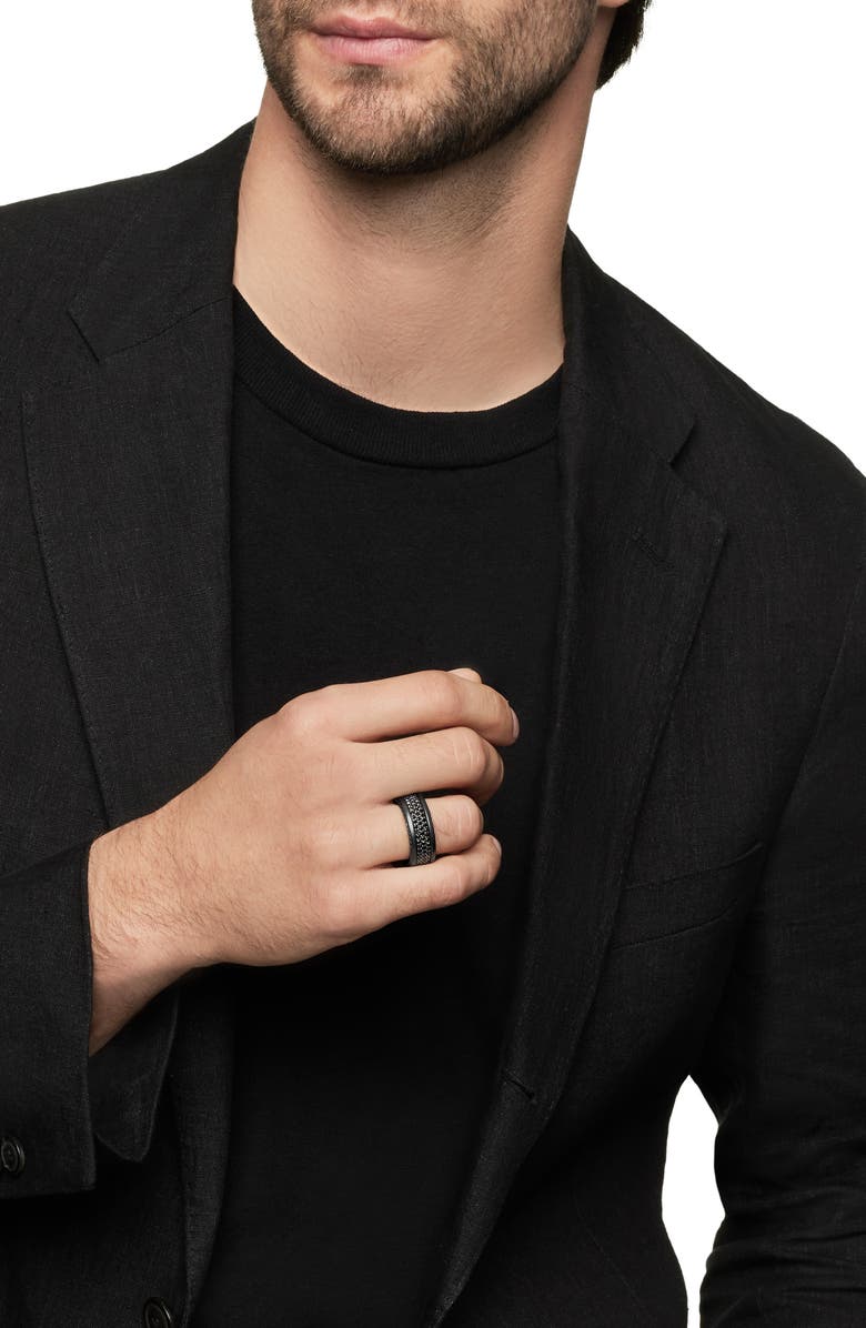 David Yurman Streamline<sup>®</sup> 3-Row Titanium Band with Pavé Black Diamonds, Alternate, color, Black Titanium/ Black Diamond