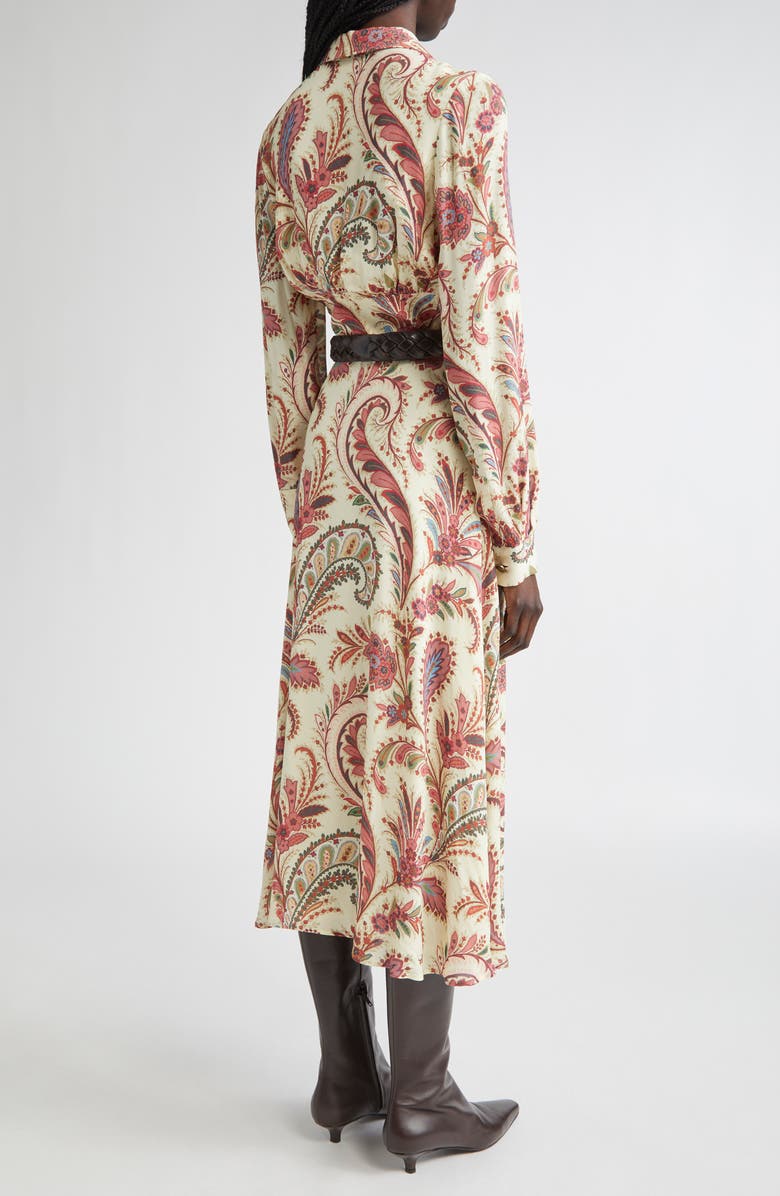 Etro Paisley Print Long Sleeve Crepe Shirtdress, Alternate, color, Stampa F.do Bianco