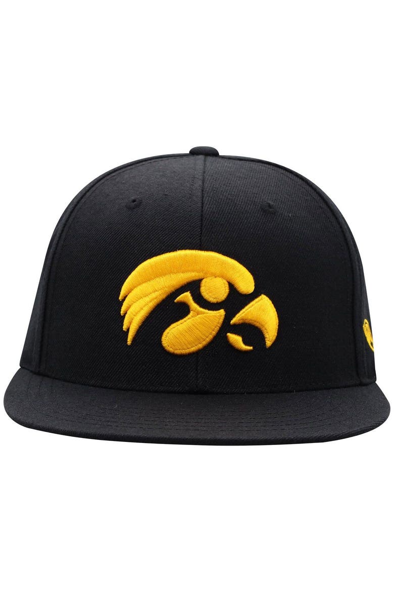 Men's Top of the World Black Iowa Hawkeyes Team Color Fitted Hat, Alternate, color, Black