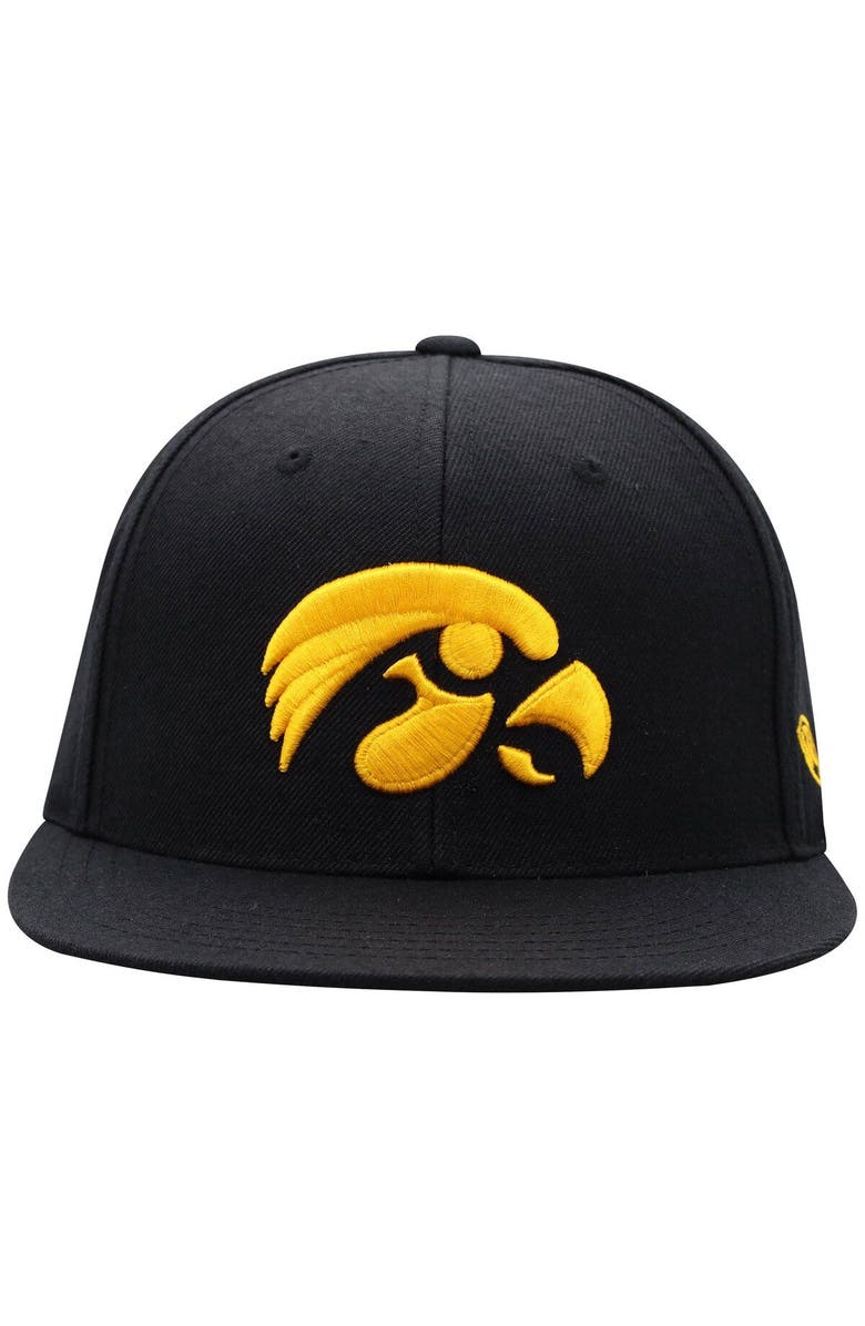 TOP OF THE WORLD Men's Top of the World Black Iowa Hawkeyes Team Color Fitted Hat, Alternate, color, Black