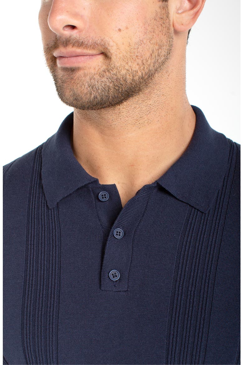 Rib Cotton Polo Sweater, Alternate, color, NAVY