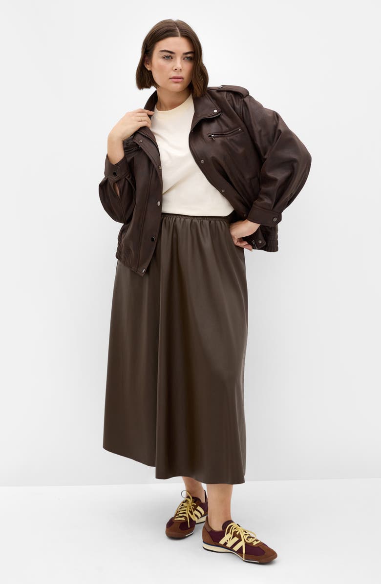 City Chic Jorja Faux Leather Jacket, Alternate, color, Chocolate