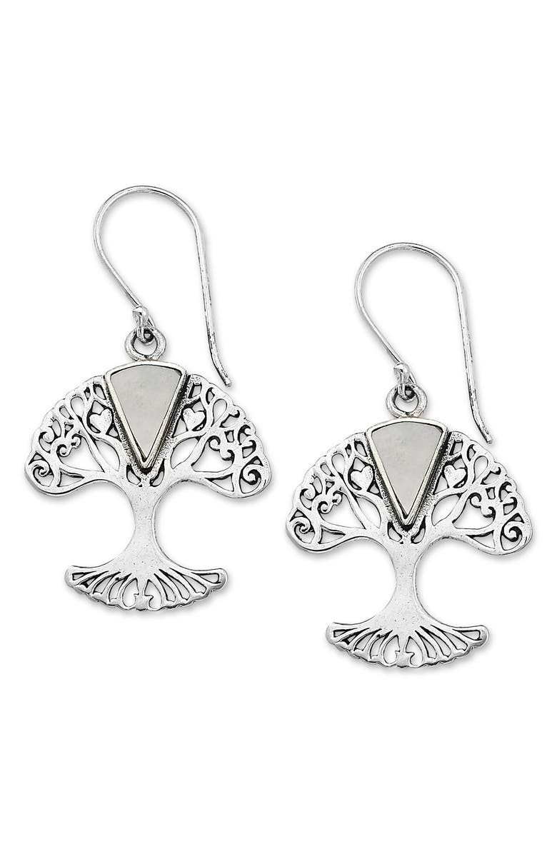 SAMUEL B. Mother-of-Pearl Tree of Life Earrings, Main, color, White
