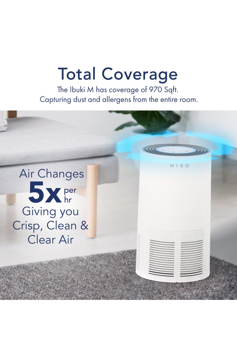MIKO Air Purifier True HEPA with Air Sensor - Covers Up to 970 Sq. Ft., Alternate, color, White