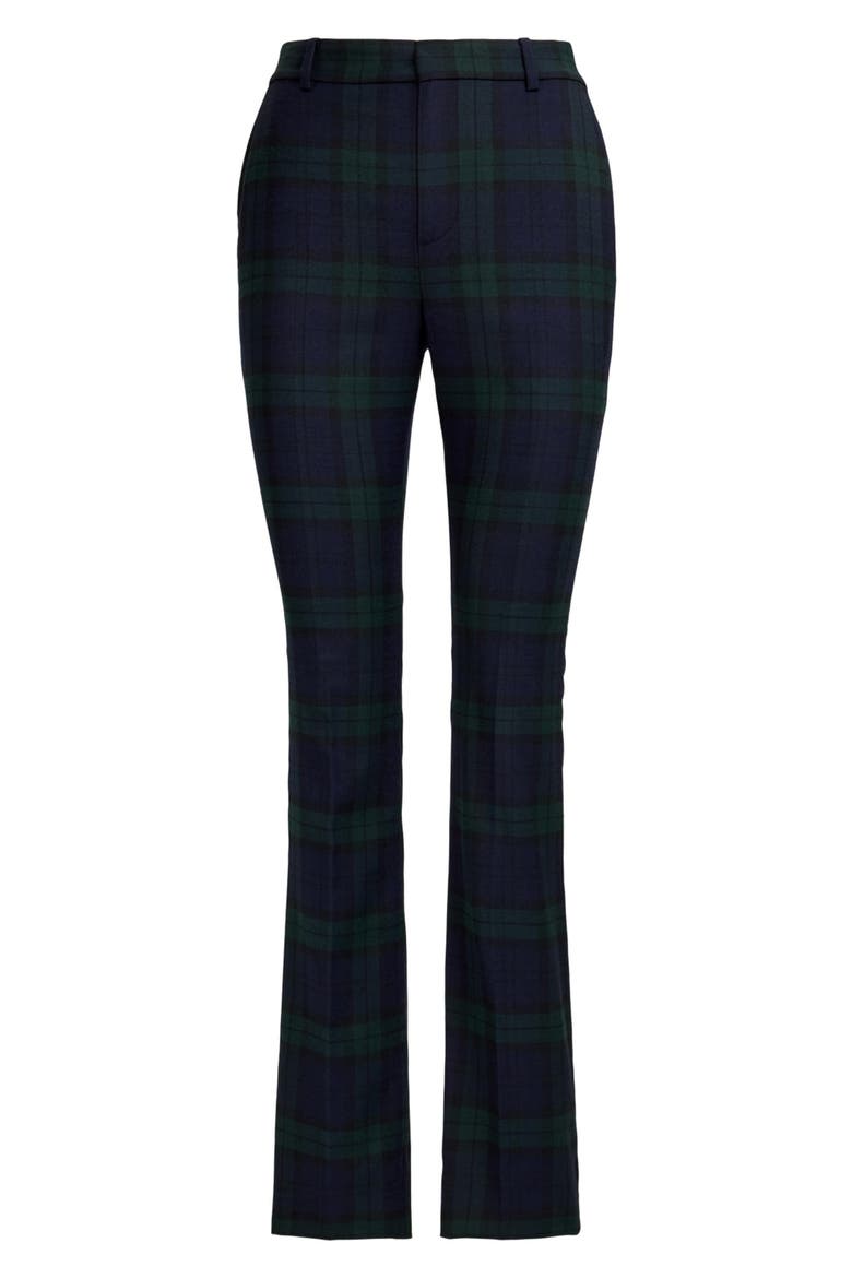 Plaid High Waist Straight Leg Wool Blend Pants, Alternate, color, BLUE/ MULTI