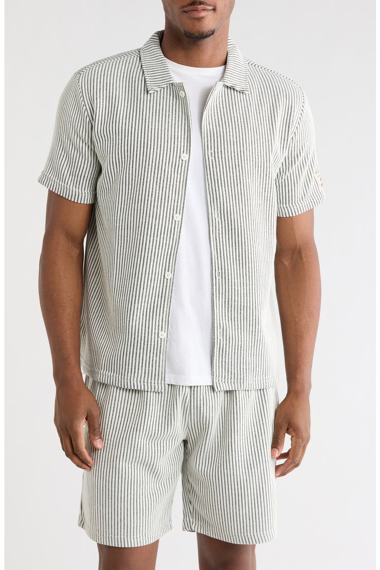 Rib Stripe Button-Up Shirt, Main, color, WHITE/ BLACK