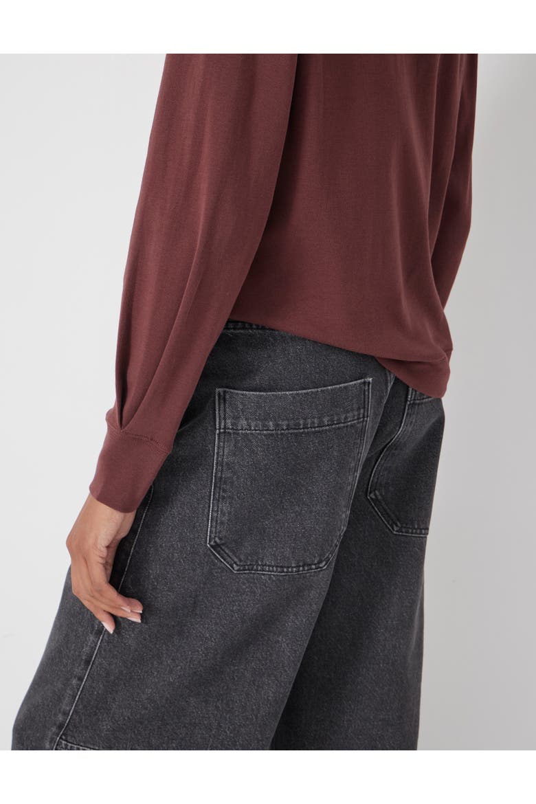 Emily Puff Sleeve Cotton Jersey Top, Alternate, color, Rum Raisin