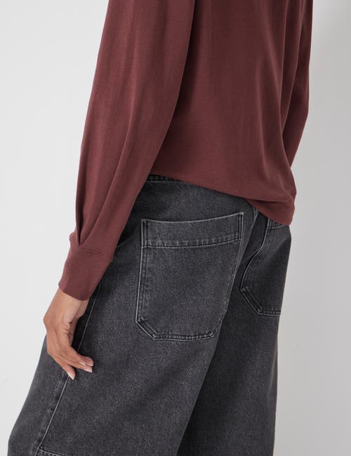Hush Emily Puff Sleeve Cotton Jersey Top In Burgundy