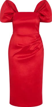 City Chic Elyse Puff Sleeve Sheath Dress