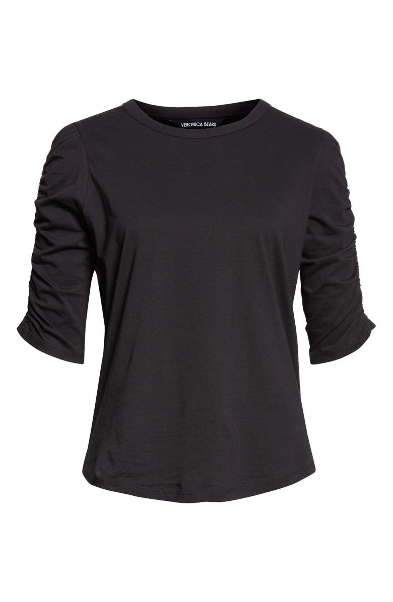 Veronica Beard Waldorf Ruched Sleeve T-Shirt, Alternate, color, Black