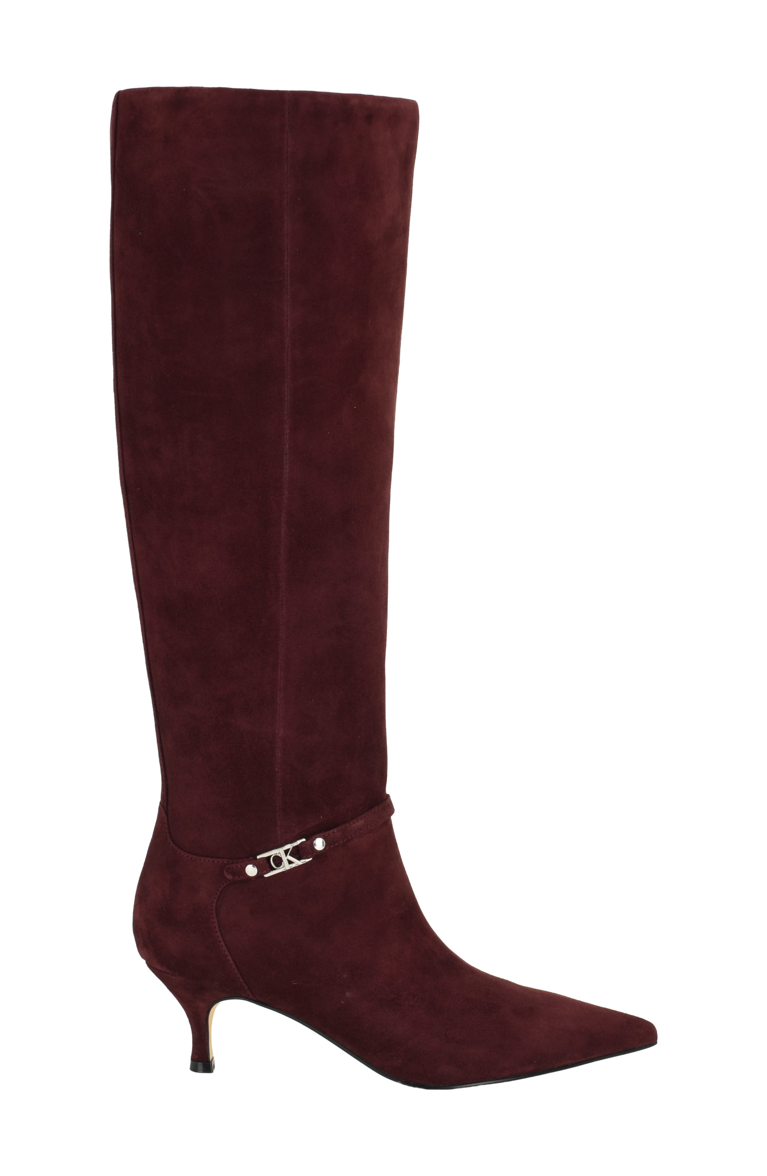 Serray Pointed Toe Knee High Boot, Alternate, color, RED