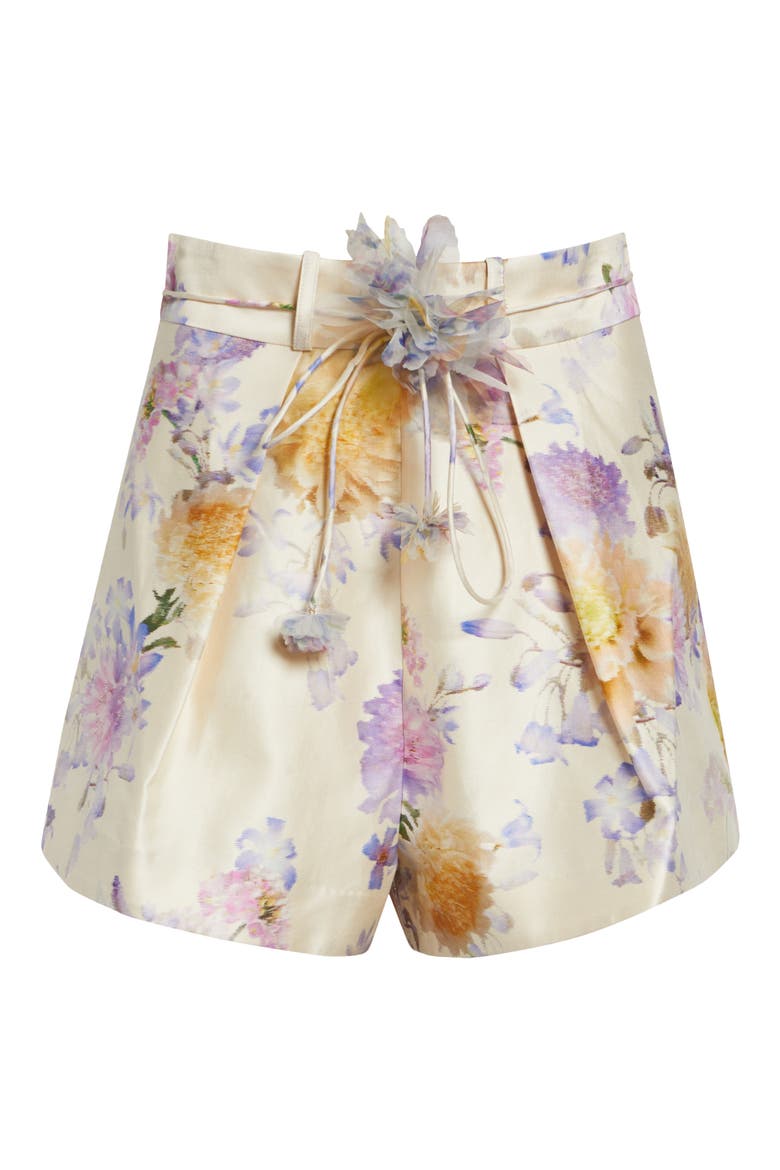 Luna Tuck Silk & Cotton Shorts, Alternate, color, CREAM DAHLIA