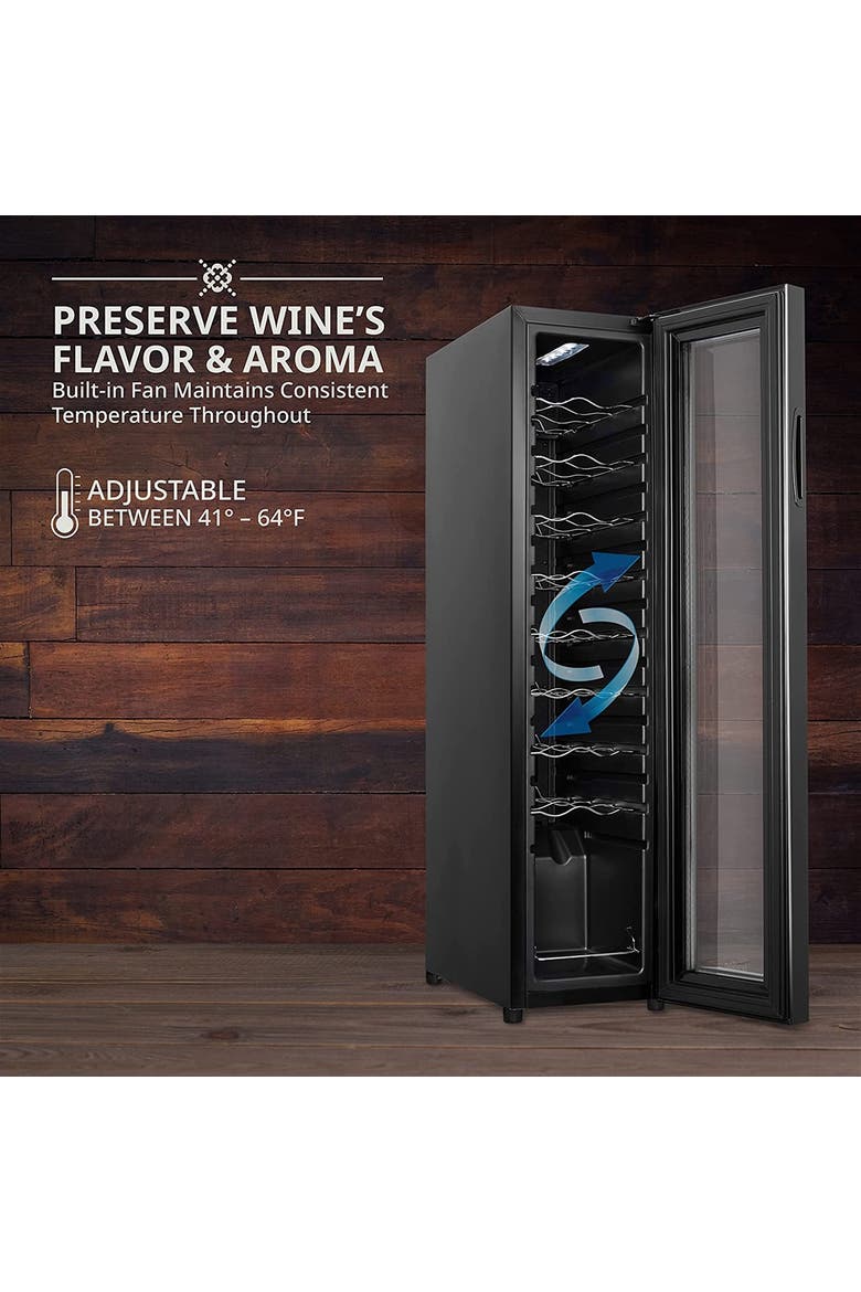 18 Bottle Compressor Wine Refrigerator, Large Freestanding Wine Cooler with Lock, Alternate, color, Black