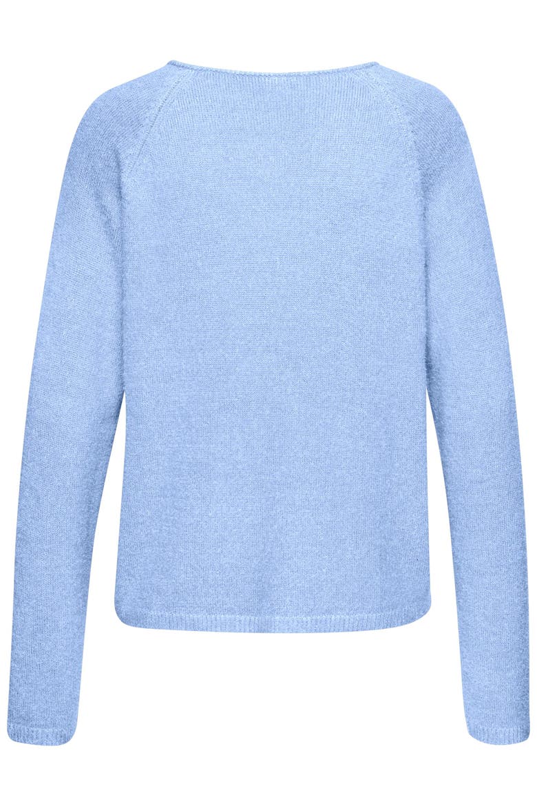 Fuzzy V-Neck Sweater, Alternate, color, Blue Heather