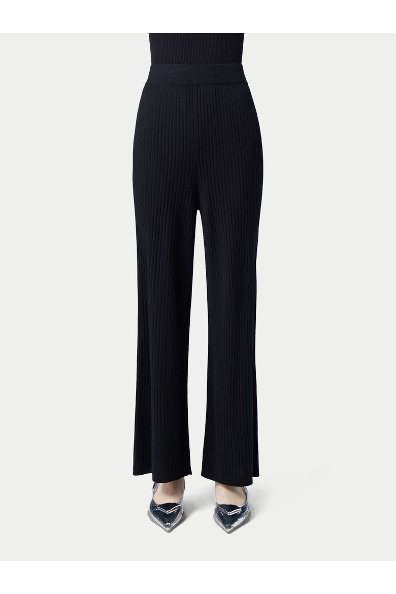 Rib-Knit Silk Cashmere Blend Pants, Main, color, black