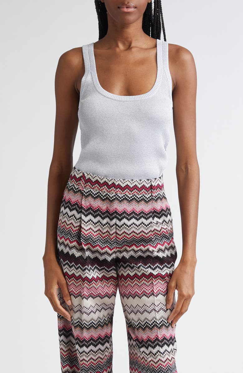 Missoni Metallic Tank, Main, color, Silver