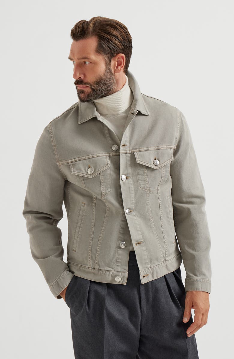 Brunello Cucinelli Denim four-pocket jacket, Alternate, color, Khaki