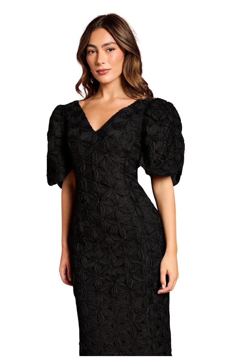 Coast Floral Pleated Sleeve Pencil Dress, Alternate, color, Black