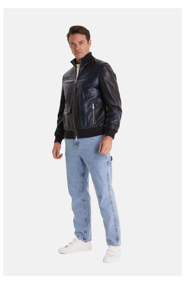 Furniq UK Matthew Leather Jacket, Alternate, color, Black