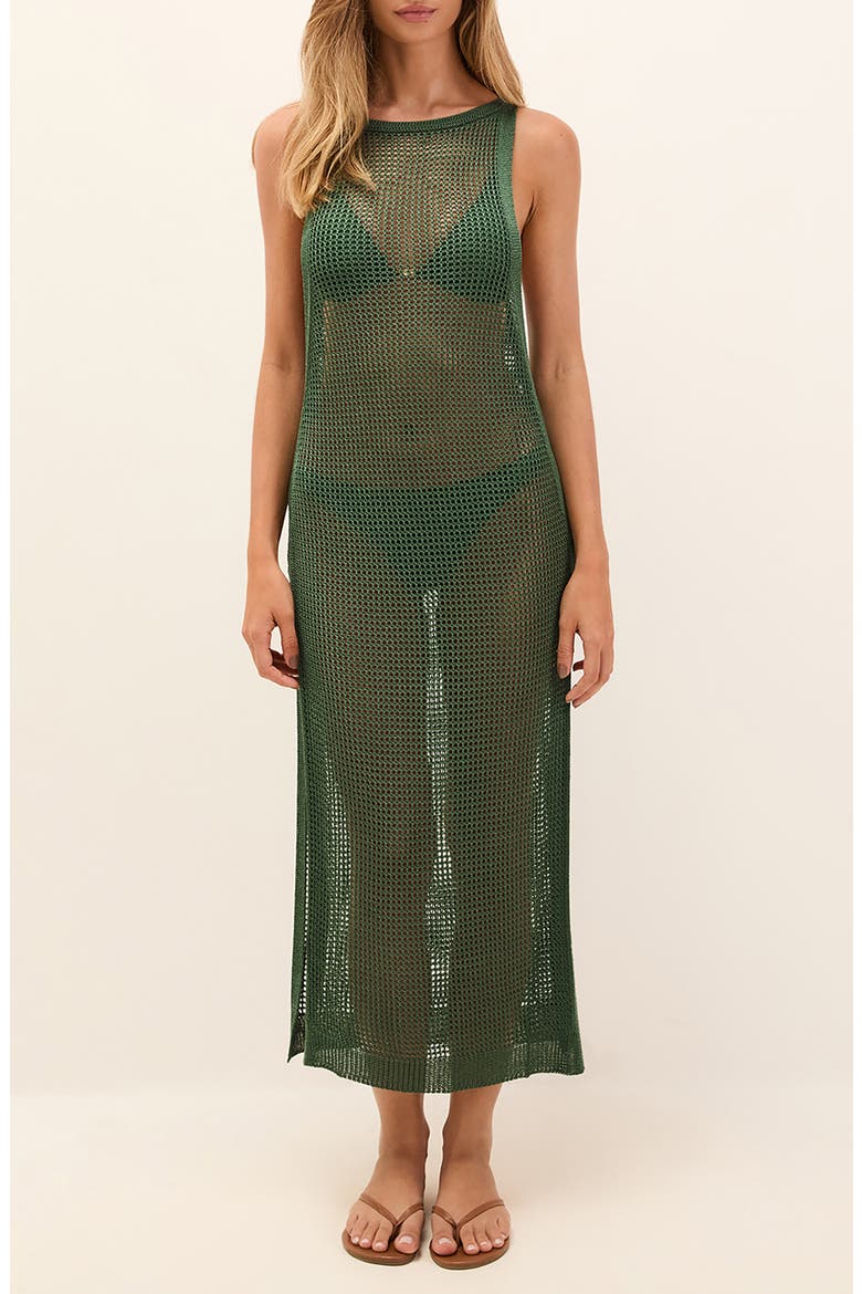 Hanna Sheer Cover-Up Dress, Main, color, GREEN