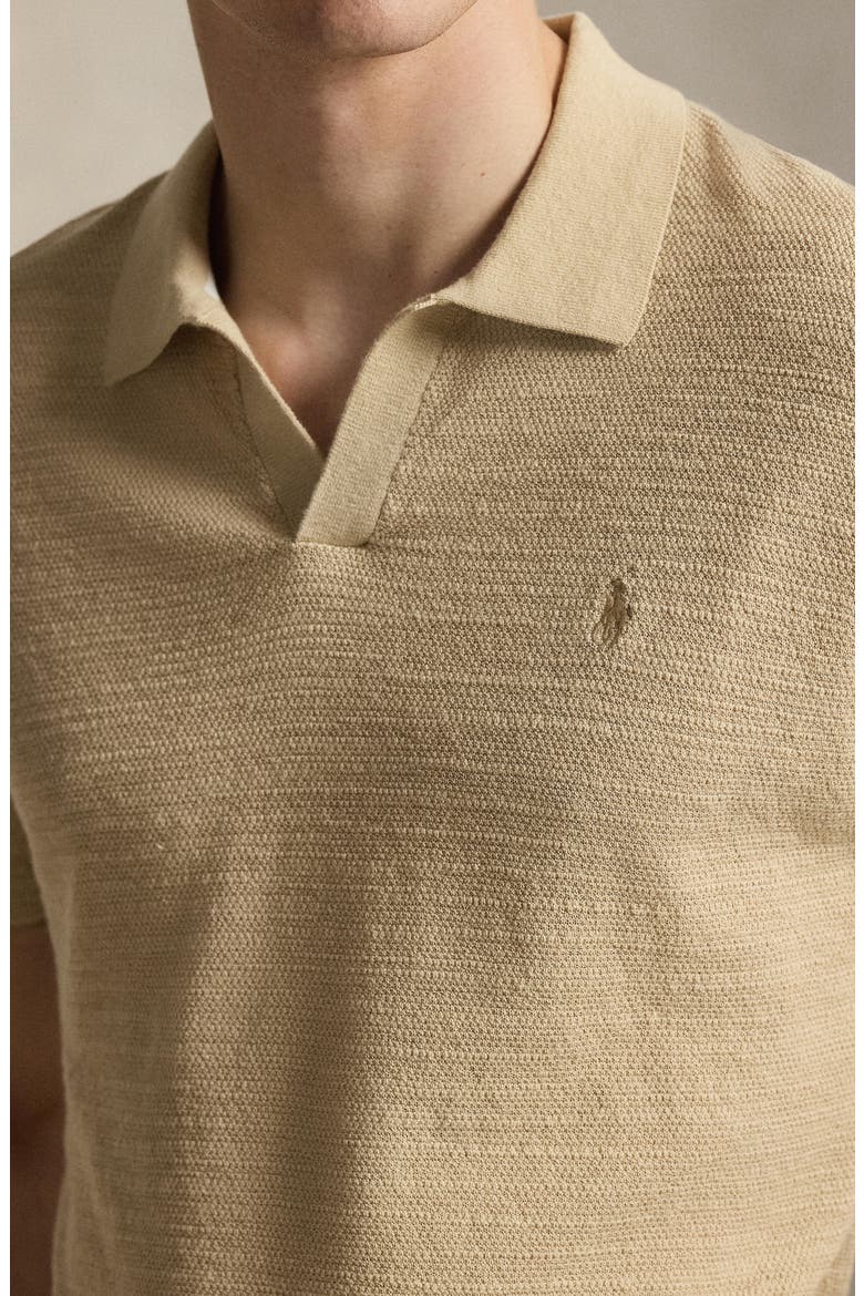 Textured Seed Stitch Cotton & Linen Polo (Men) | Nordstrom