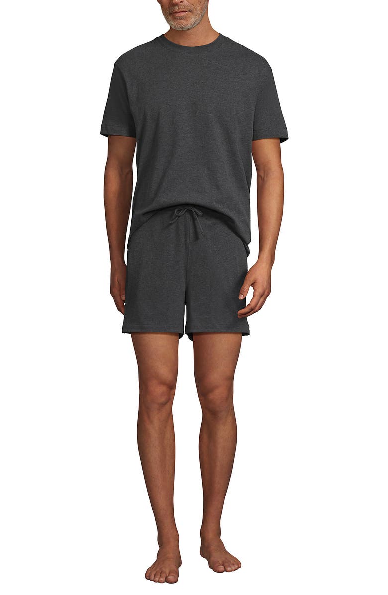 Lands' End Short Sleeve Knit Jersey Short Sleep Set, Main, color, Dark Charcoal Heather