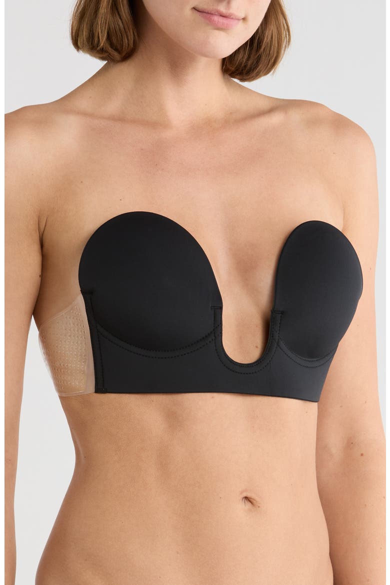 Backless Strapless Adhesive Underwire Bra, Main, color, BLACK