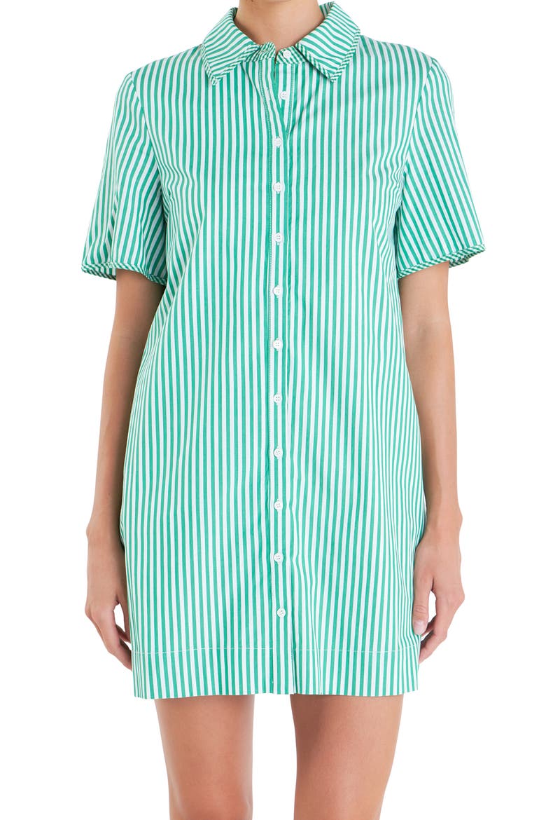 Stripe Shirtdress, Alternate, color, KELLY GREEN