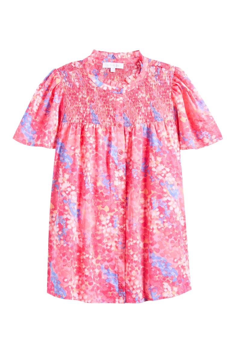 Leah Abstract Print Romy Mock Neck Cotton Top, Main, color, PINK BLUE