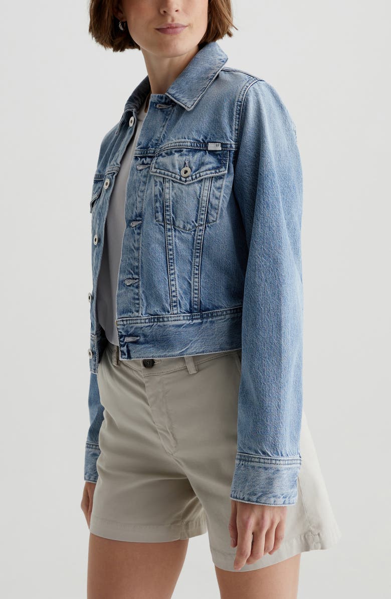 AG Isa Shrunken Denim Trucker Jacket, Alternate, color, 