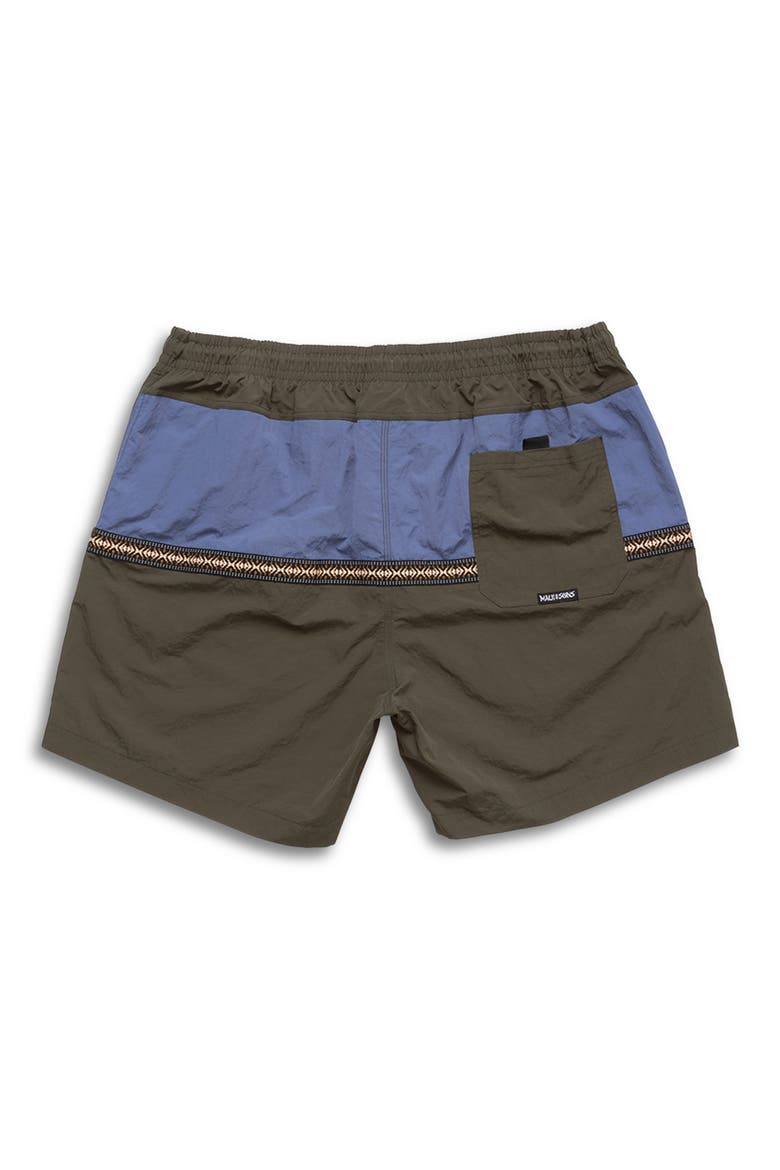 Granite Colorblock Nylon Swim Trunks, Alternate, color, THYME