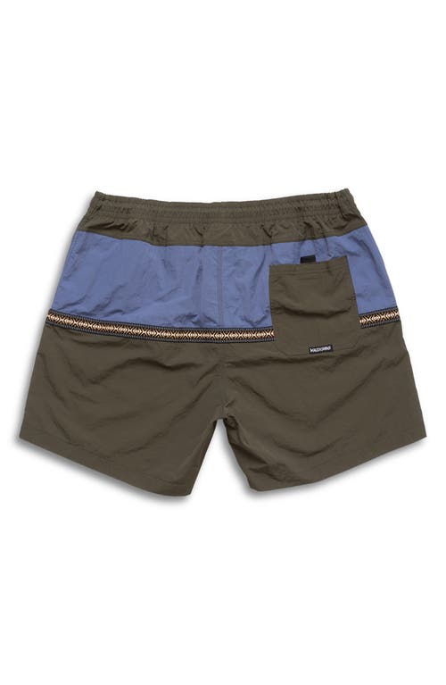 Maui And Sons Maui & Sons Granite Colorblock Nylon Swim Trunks In Thyme