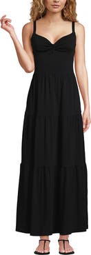 Lands' End Cotton Modal Twist Front Tiered Maxi Dress