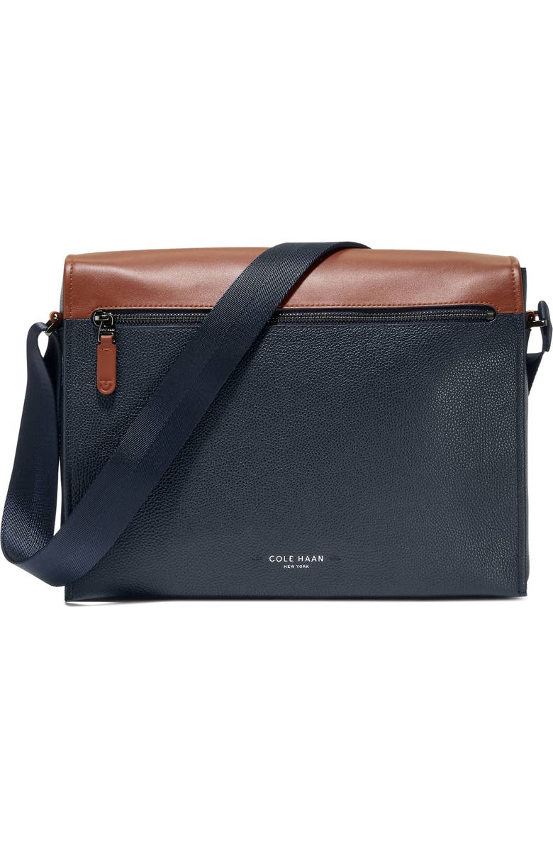 Cole Haan Damon Messenger Bag, Main, color, Navy Blazer/ New British Tan