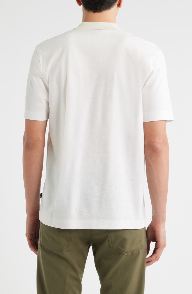 BOSS Pye Textured Johnny Collar Polo, Alternate, color, Open White
