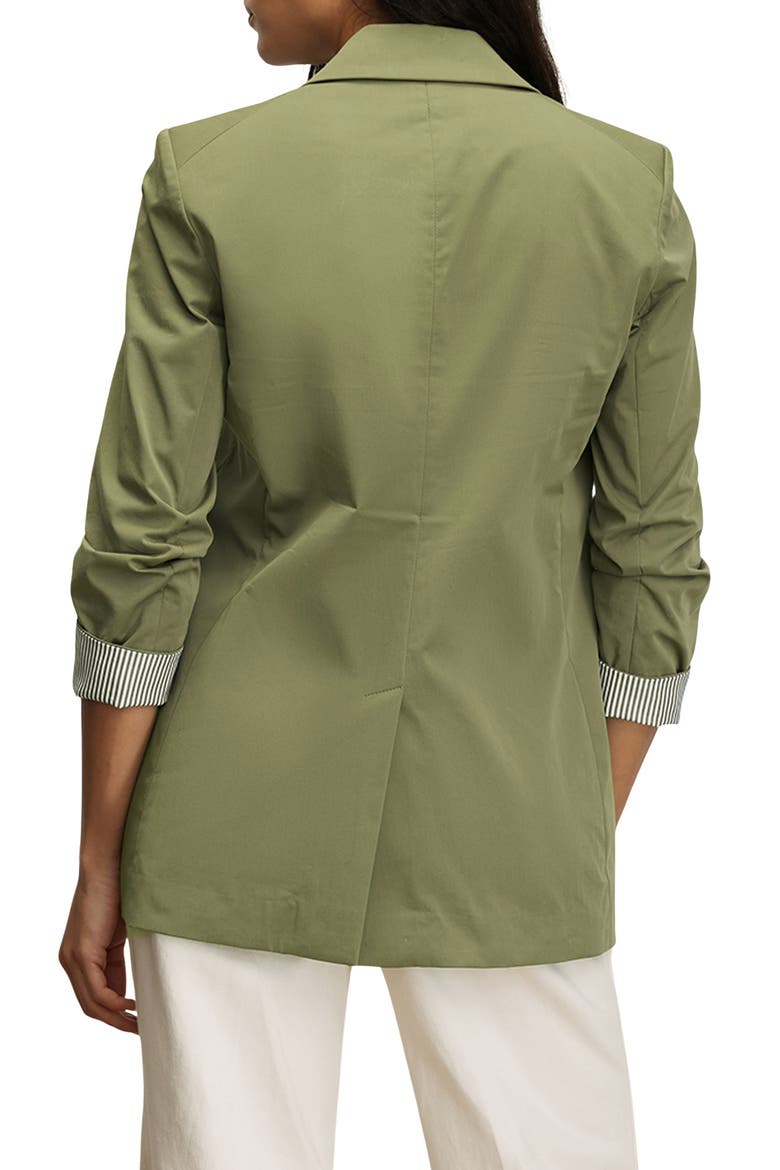 McCallin Ruched Sleeve Cotton Blend Dickey Jacket, Alternate, color, STONE ARMY