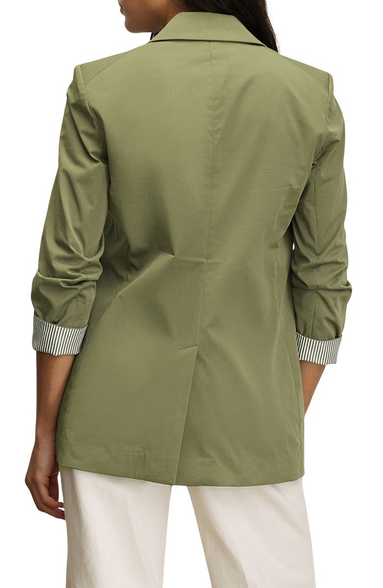 Veronica Beard McCallin Ruched Sleeve Cotton Blend Dickey Jacket, Alternate, color, Stone Army