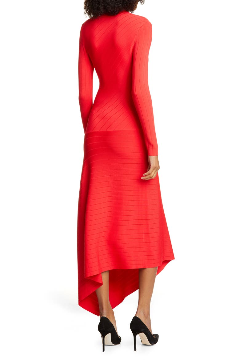 Viviana Asymmetrical Long Sleeve Dress, Alternate, color, RED