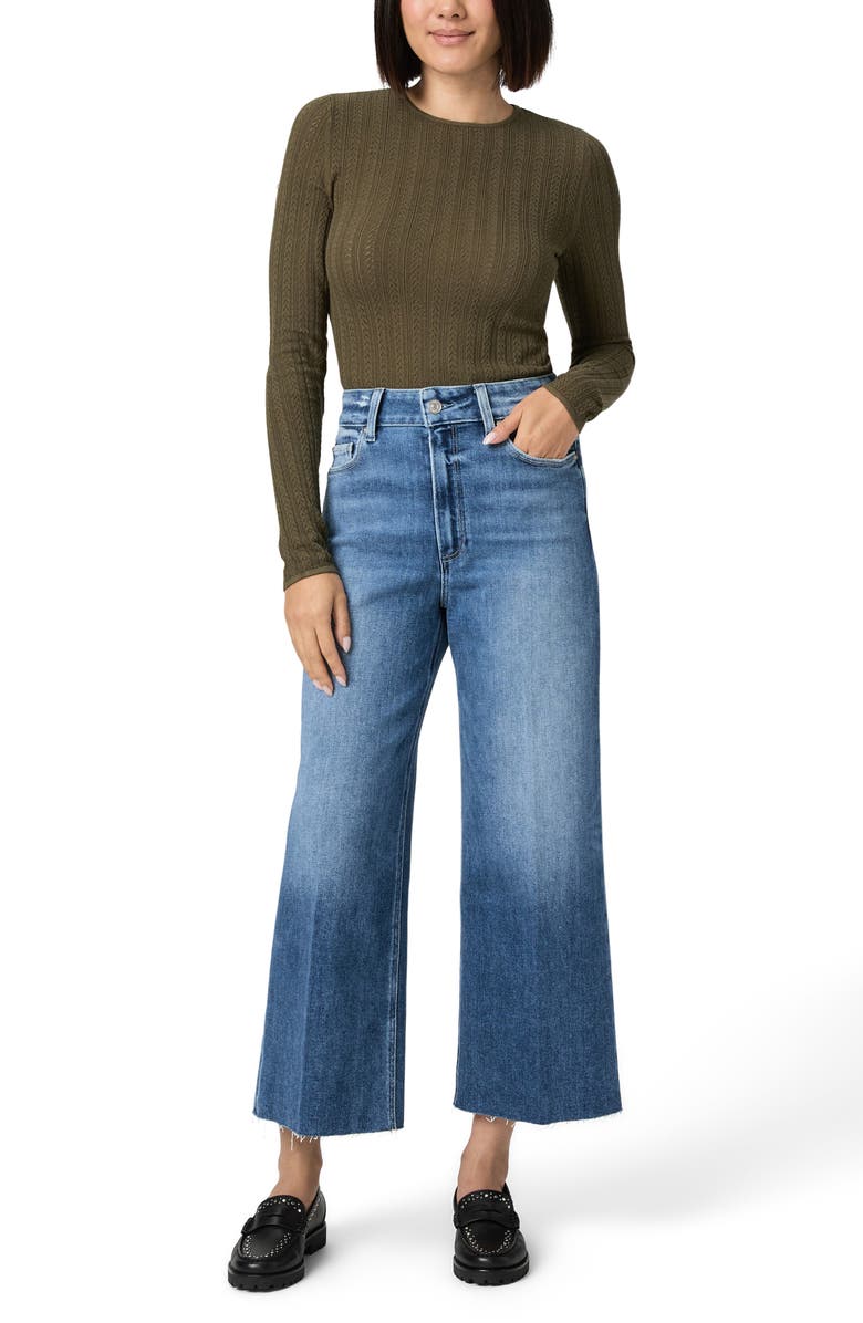 PAIGE Anessa Raw Hem High Waist Wide Leg Jeans, Alternate, color, Westminster Distressed
