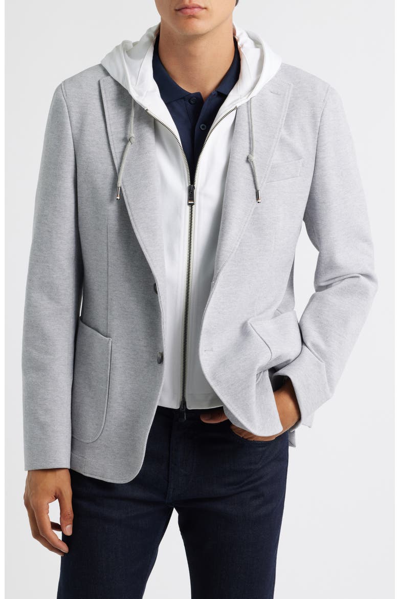 Hanry Slim Fit Cotton Blend Sport Coat with Removable Hoodie Bib, Main, color, OPEN GREY