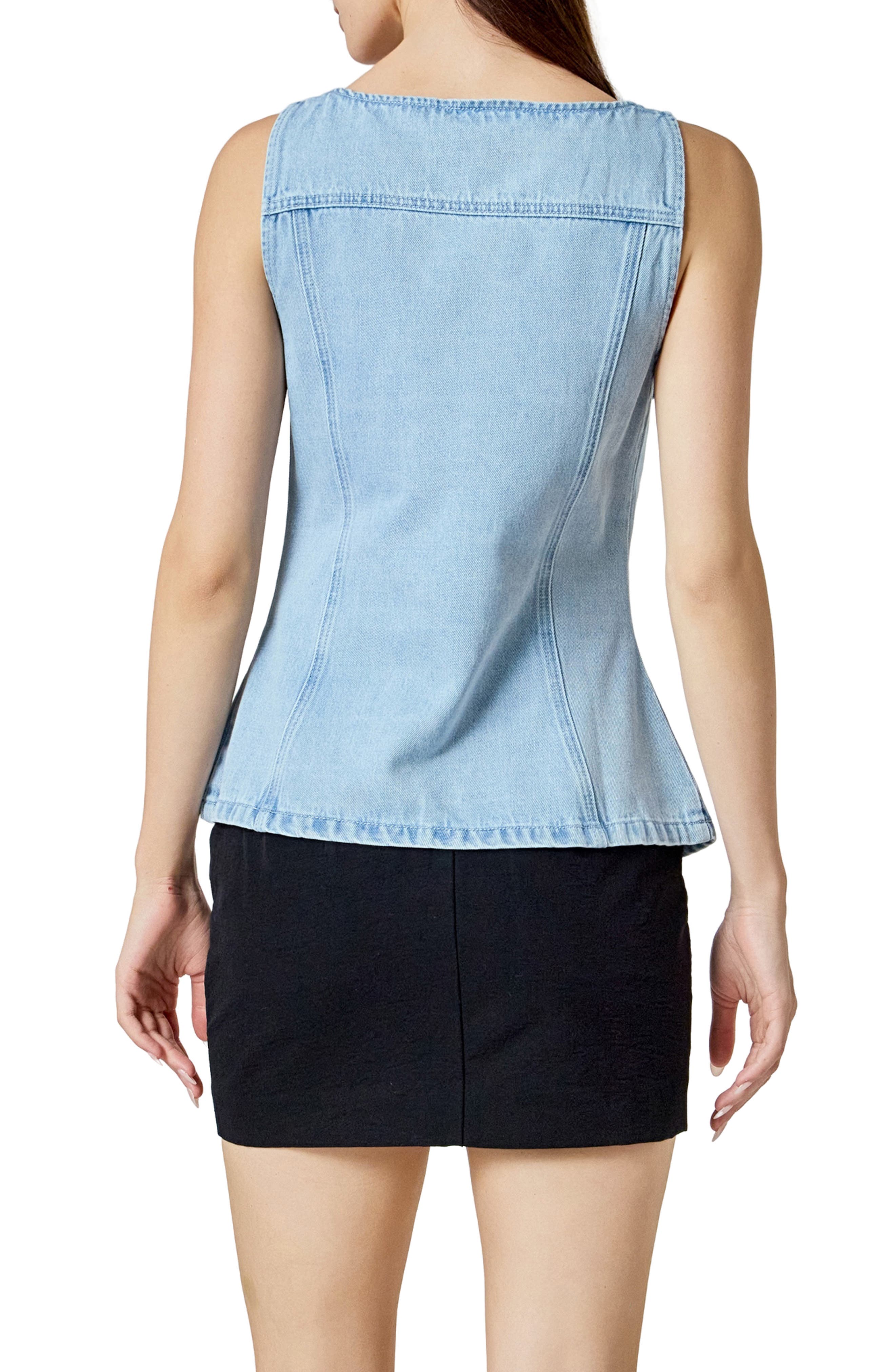 Fitted Denim Cutaway Vest - image 2