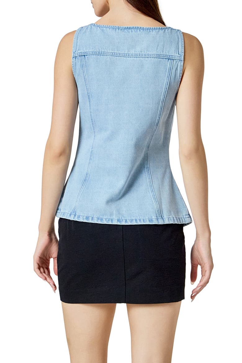 Fitted Denim Cutaway Vest, Alternate, color, LIGHT DENIM
