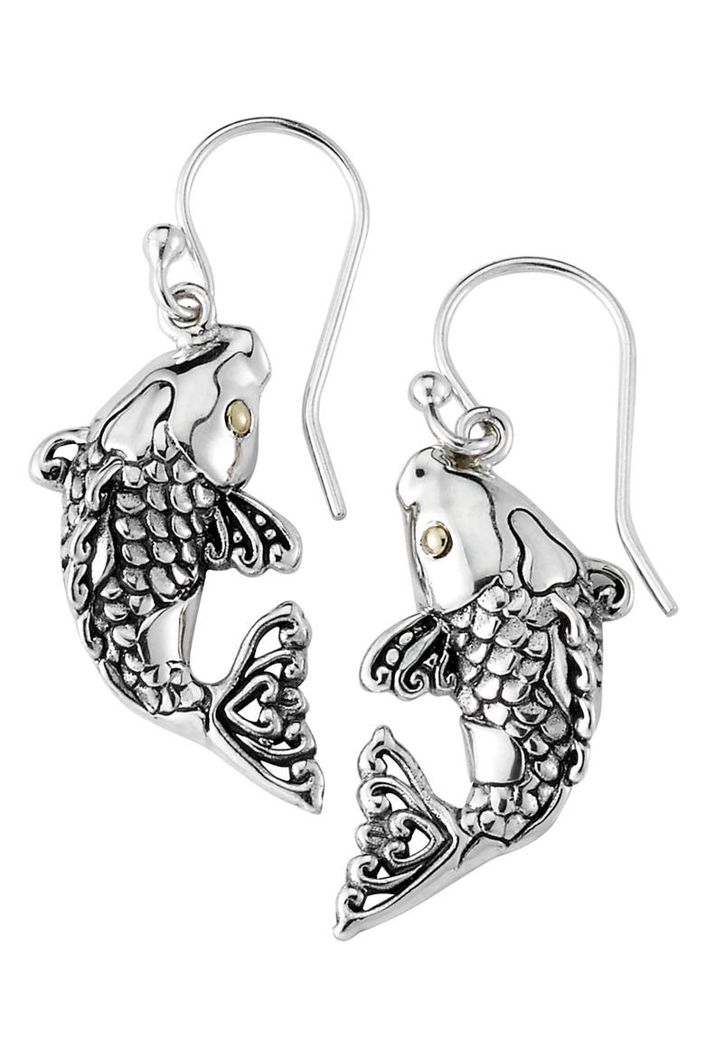 18k Gold & Sterling Silver Koi Fish Drop Earrings, Main, color, SILVER AND GOLD