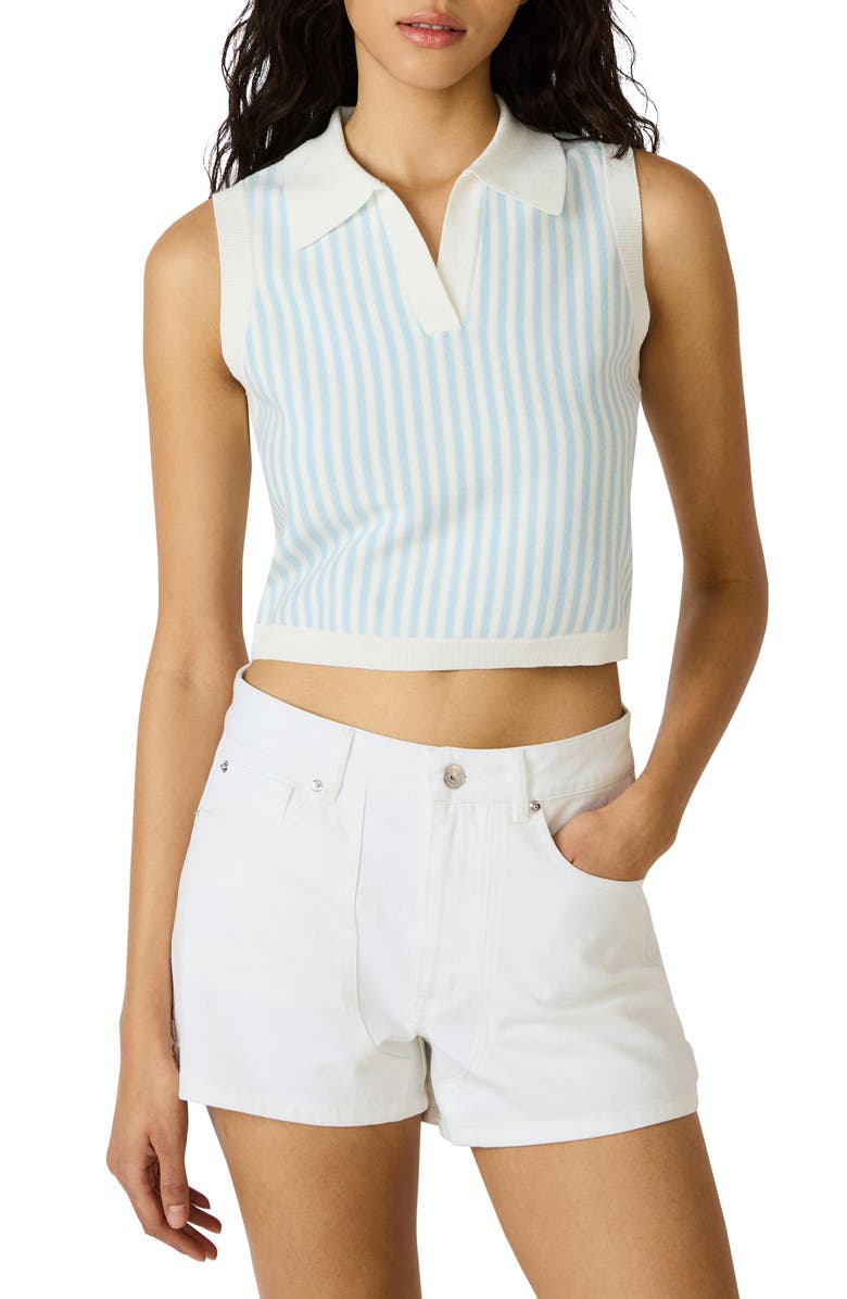 Steve Madden Amery Crop Polo Sweater Tank, Main, color, Sailor Blue