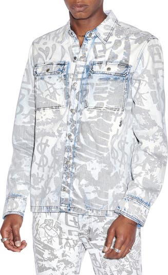 Scorpio Icy Kollage Cotton Denim Shirt Jacket